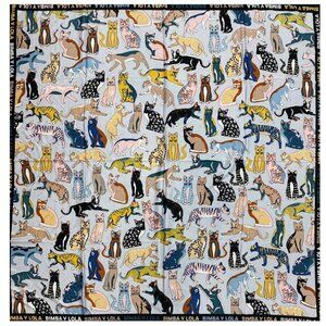 Bimba y Lola Silk Scarf Cat Print Multicolor Animal Square